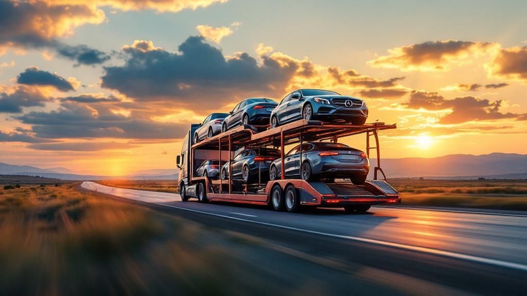 Professional car transport truck on highway